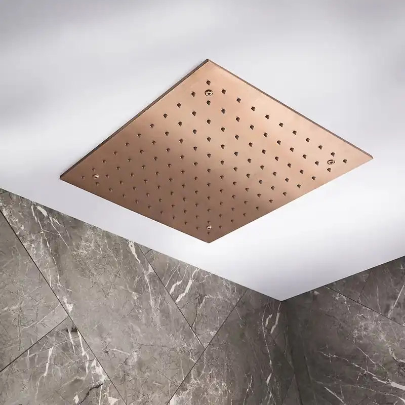 Soffione Doccia Quadrato da 400mm Moderno - Design Nascosto - Oro Rosa Spazzolato - Alara Offerta