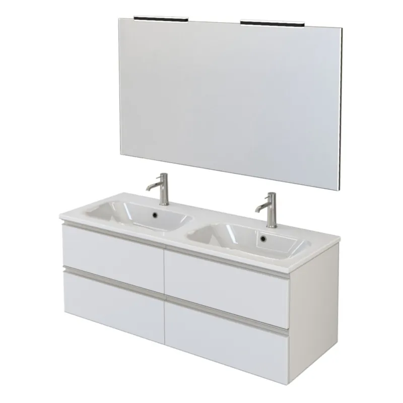 Compra Oggi Stesso Mobile bagno sospeso 120cm con specchio bianco opaco DUBON