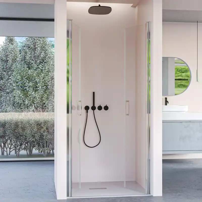 Occasione Porta doccia con due ante saloon in cristallo trasparente H195 6mm DOBLA