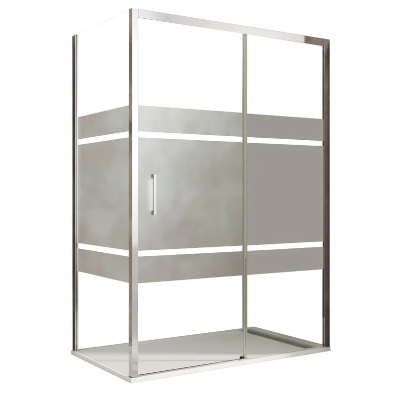 Box doccia angolare scorrevole serigrafato con lato fisso H195cm 8mm AKTUAL FROST Esclusivo