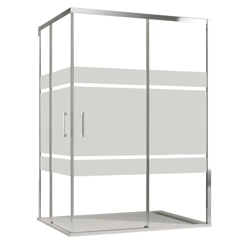 Offerta Speciale Box doccia angolare 2 lati scorrevoli serigrafato H195cm 8mm AKTUAL FROST