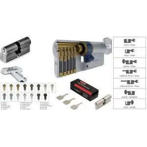 Cilindro AGB modello 600 chiave/chiave con sistema a cifratura speciale KA misura 30/10/30 per portoncino in ottone nichelato opaco Offerta Speciale