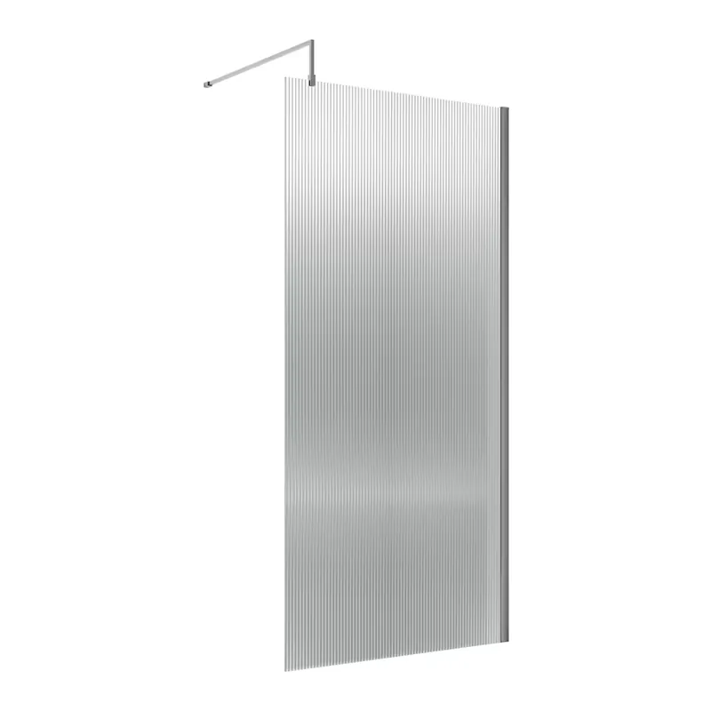 Parete Doccia Walk In in Vetro Scanalato 1850mm - Scelta di Dimensioni, Finiture e Anta Paraspruzzi Movibile - Hudson Reed Quantità Limitata