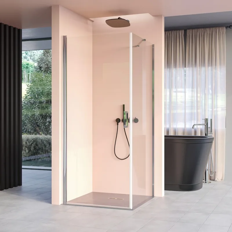 Direttamente Dal Produttore Box doccia angolare con porta battente e lato fisso H195cm 6mm SALEMA