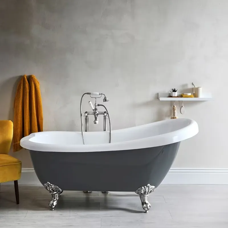 Vasca da Bagno Tradizionale Freestanding in Grigio Pietra - 1710mm x 740mm - Scelta della Finitura dei Piedini - Elton A Buon Prezzo