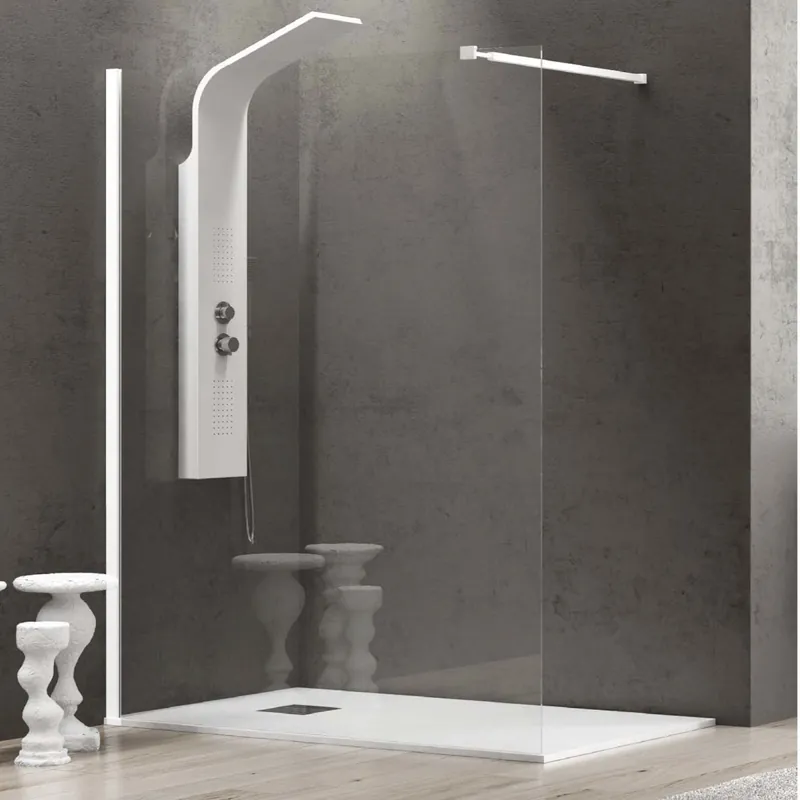 Promozione Parete doccia walk-in cristallo trasparente H200cm 8mm profilo bianco