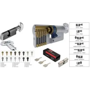 Cilindro AGB modello 600 pomolo/chiave misura P35/10/45 per portoncino in ottone naturale Nuova Collezione