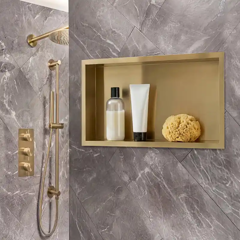 Subito Disponibile Nicchia Doccia a Muro per Bagno - 640mm x 340mm - Rettangolare con Mensola Portaoggetti - Scelta di Finiture