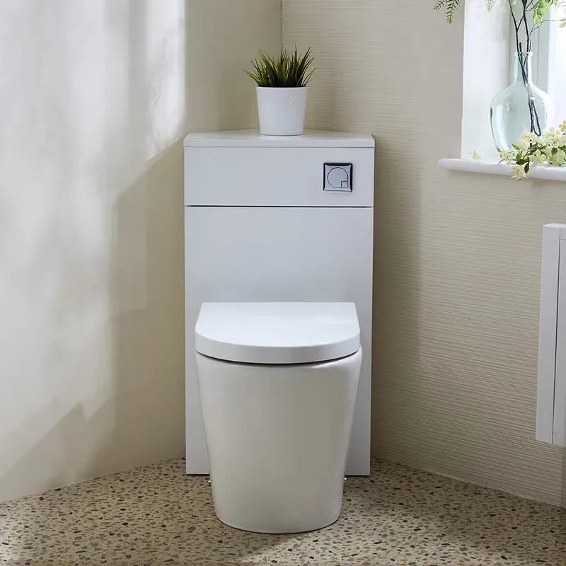 Unità WC Angolare per WC con Sanitario Alswear - Scelta di Finiture per il Mobile per Sanitario e Pulsante di Scarico - Cluo Affare