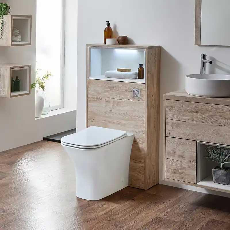 Mobile per WC da 600mm Completo di Sanitario a Filo Muro Avenham -Scelta di Finiture e Luce LED - Hoxton Economico