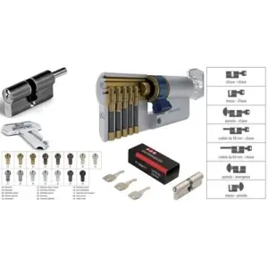 Cilindro AGB modello 600 codolo18/chiave misura 30/10/40 per portoncino in ottone nichelato opaco Ultimissimo Modello