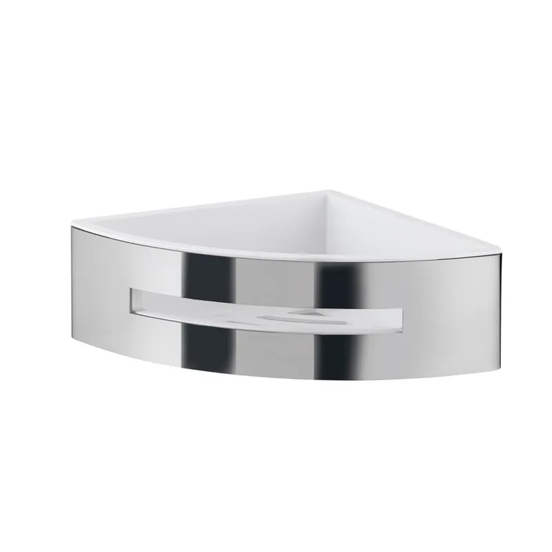 Nuova Collezione Mensola Portaoggetti Doccia Angolare Ago Cromato/Bianco Design Moderno