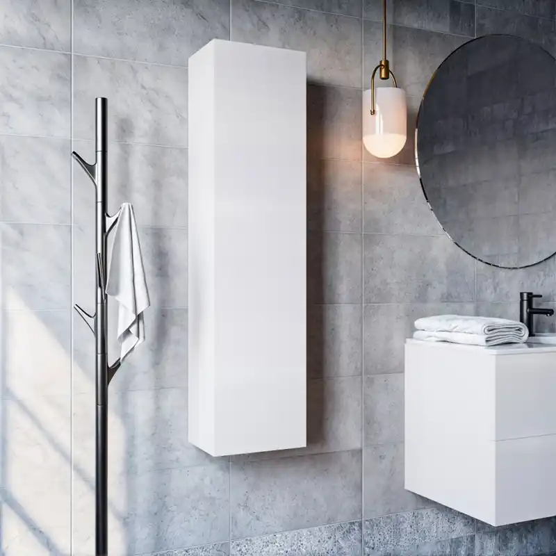 Ultimissimo Modello Colonna Bagno sospesa Salvaspazio Bianco Porcellana 120x35x20