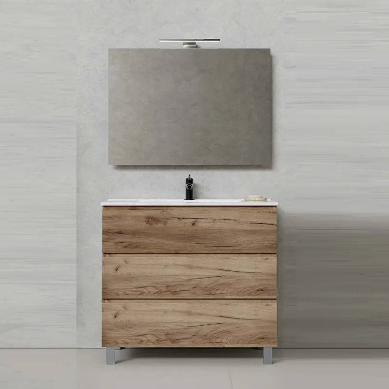 Più Venduto Mobile bagno 80cm con tre cassetti Rovere Alba CAIRO
