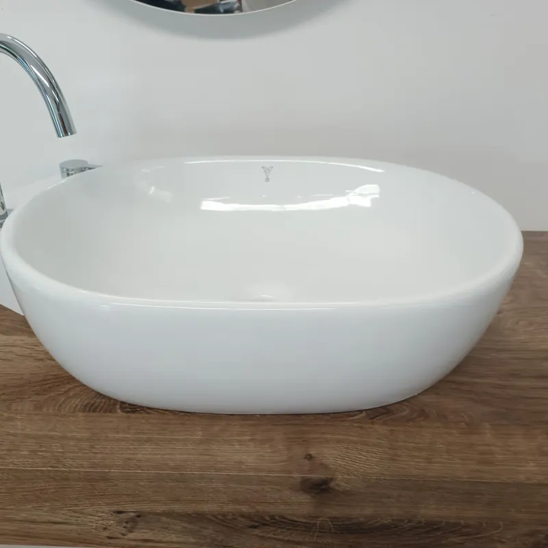 Lavandino da appoggio in ceramica bianco lucido GIO 48,5x35 H14 Prezzo Basso