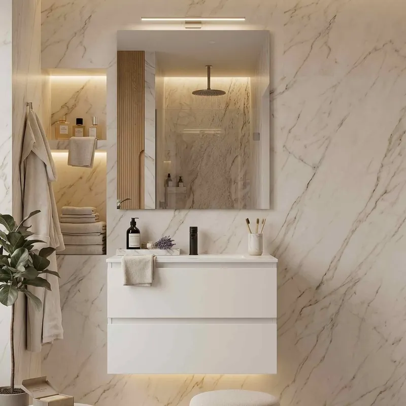 Offerta Del Giorno Mobile bagno sospeso laccato bianco 60 80 100 - CAIRO
