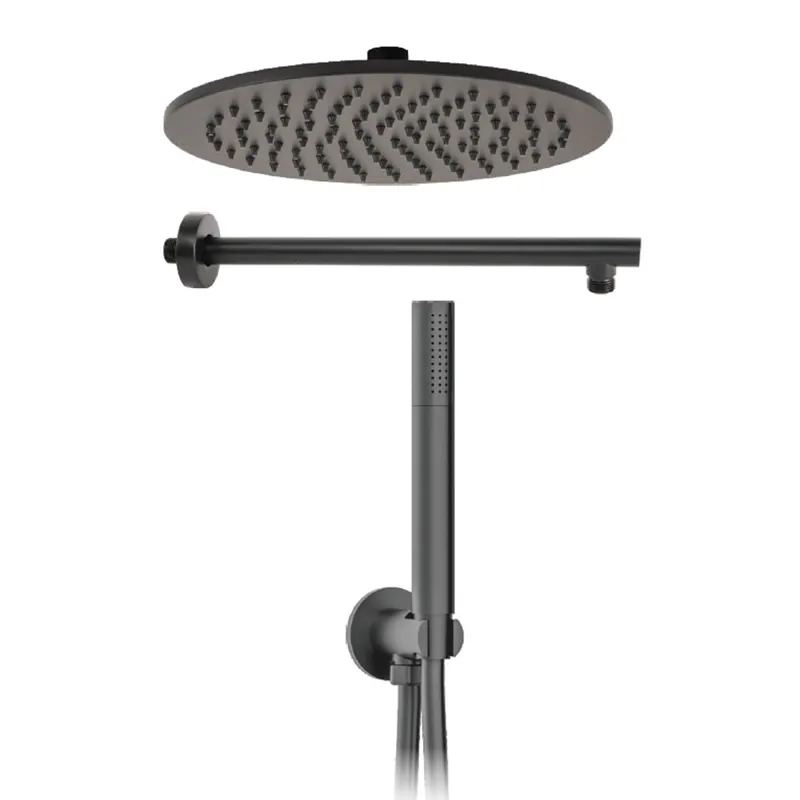Miglior Prezzo Kit doccia nero 5PZ Soffione 25 Presa Acqua Braccio Doccia Flex e Doccetta METAFORM