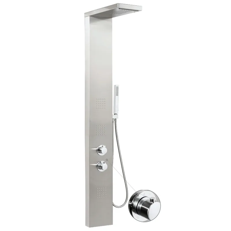 Pannello Doccia Idromassaggio Termostatico Acciaio Inox Spazzolato con Effetto Cascata MANHATTAN PLUS Quantità Limitata