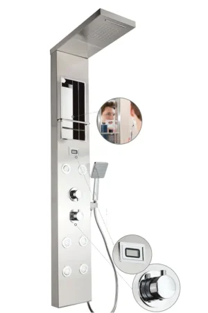 Reso Gratuito Pannello Doccia Idromassaggio in Acciaio Inox Spazzolato CITY PLUS