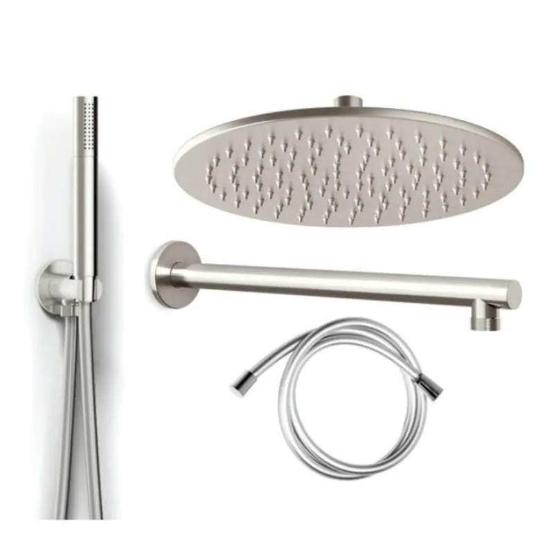 Must-Have Kit Doccia satinato 5pz Braccio Soffione 25 Doccetta e presa acqua con tubo in silicone SEVEN SATIN