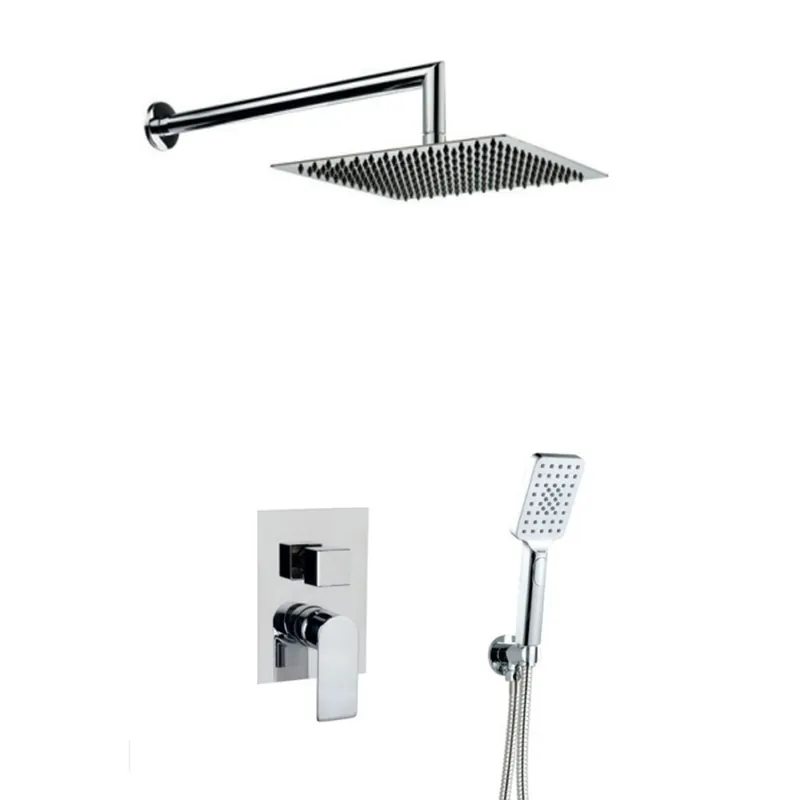 Kit doccia incasso 5pz Miscelatore Soffione 25x25 Braccio doccia Doccetta Flessibile Alpha Direttamente Dal Produttore