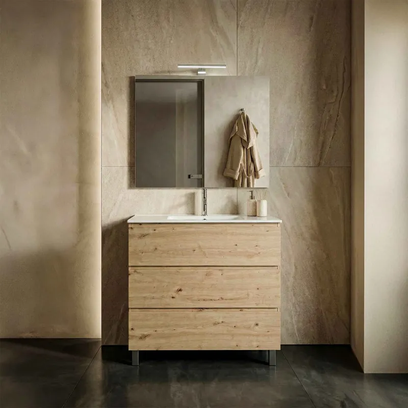 Nuova Collezione Mobile bagno A Terra 80cm Rovere Cartagena 3 Cassetti ARMONY