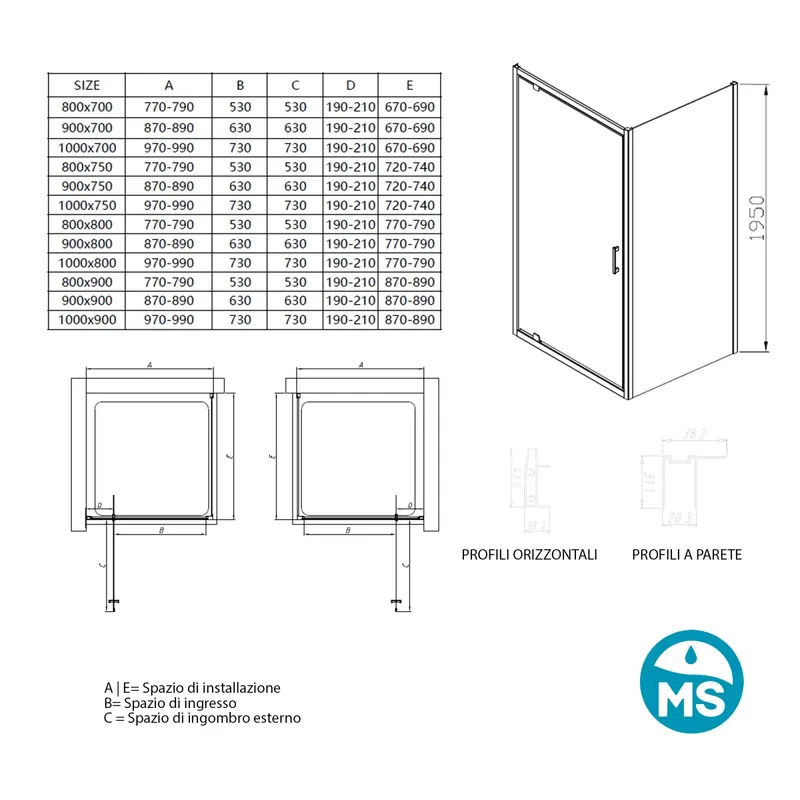 Promo Stagionale Box doccia due lati a porta battente opaco h195 6mm Adele
