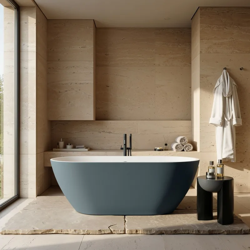 Esclusivo Vasca da bagno free standing Grigio Blu 160x73 GRAY MOON