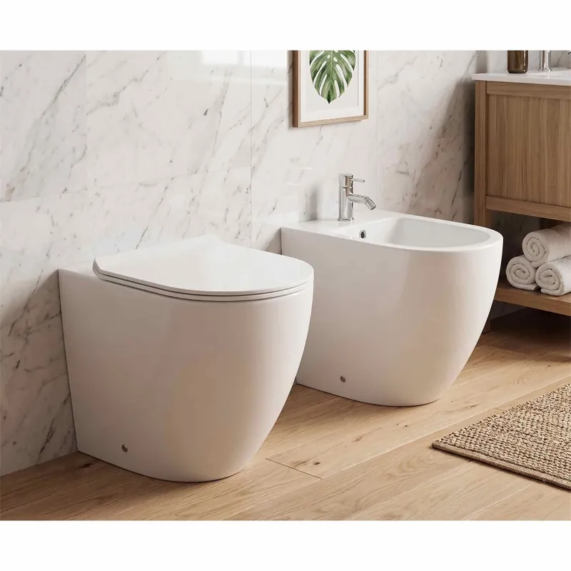 Sanitari filo muro wc e bidet traslati con sedile rallentato rimless Nemesi Più Venduto