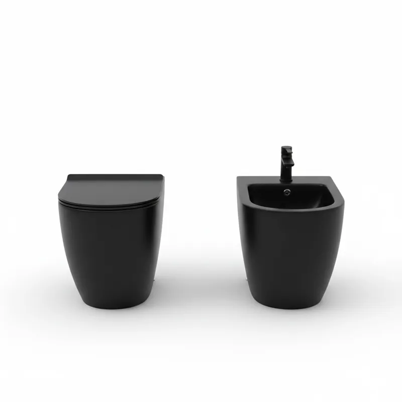 Promozione Esclusiva Sanitari filo muro wc e bidet nero rimless Nemesi