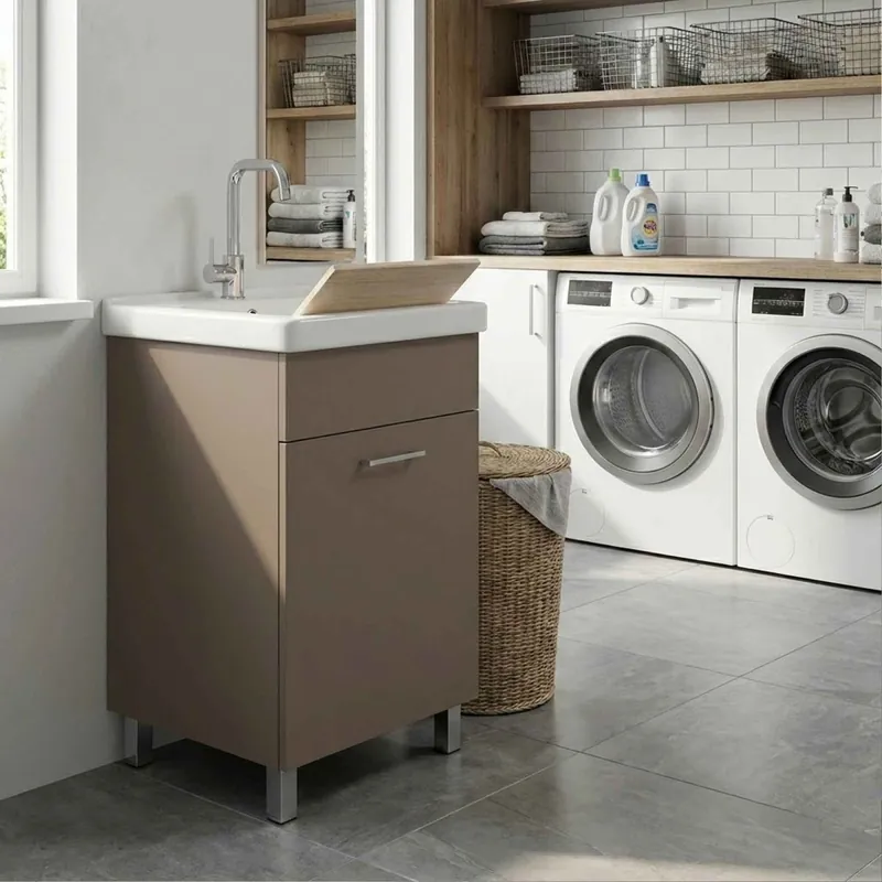 Lavatoio 45x50 cm tortora con vasca in ceramica Nika Offerta Limitata