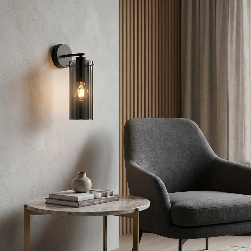 Applique Moderna in Vetro Ambra in Oro o Nero E27 Prezzo Basso