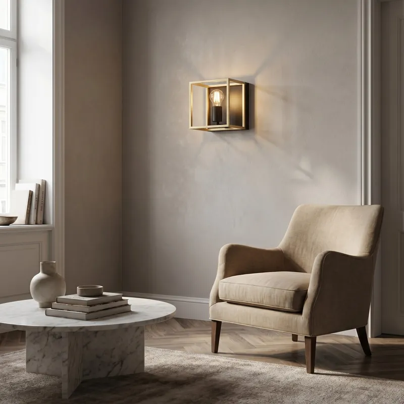 Promo Stagionale Applique da interno dal design vintage nera con rifiniture in oro 1XE27