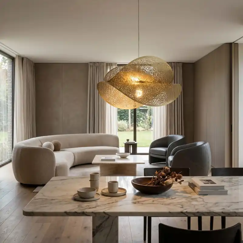 Must-Have Sospensioni Lampade per interni da soffitto in oro con design forato 1XE27
