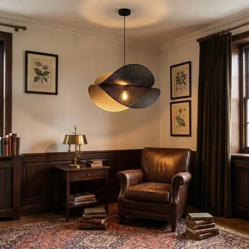 Sospensione moderna Struttura nera con Interno oro Doppio diffusore scenografico 1XE27 Promozione Esclusiva