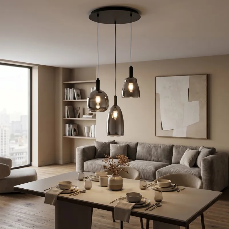 Spedizione Espresso Sospensione moderna nera Lampadario a 3 pendenti E14 Per soggiorno e camera