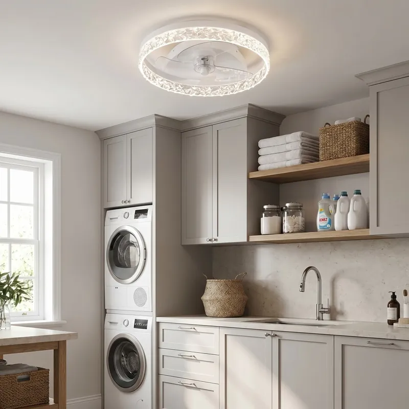 Di Tendenza Plafoniera Moderna LED 30W con Ventilatore Termoplastico Bianco