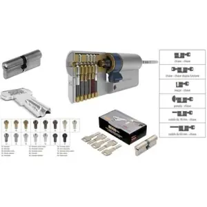 Professionale Cilindro AGB modello 5000 PS chiave/chiave con sistema a cifratura speciale MK misura 55/10/55 per portoncino in ottone nichelato opaco