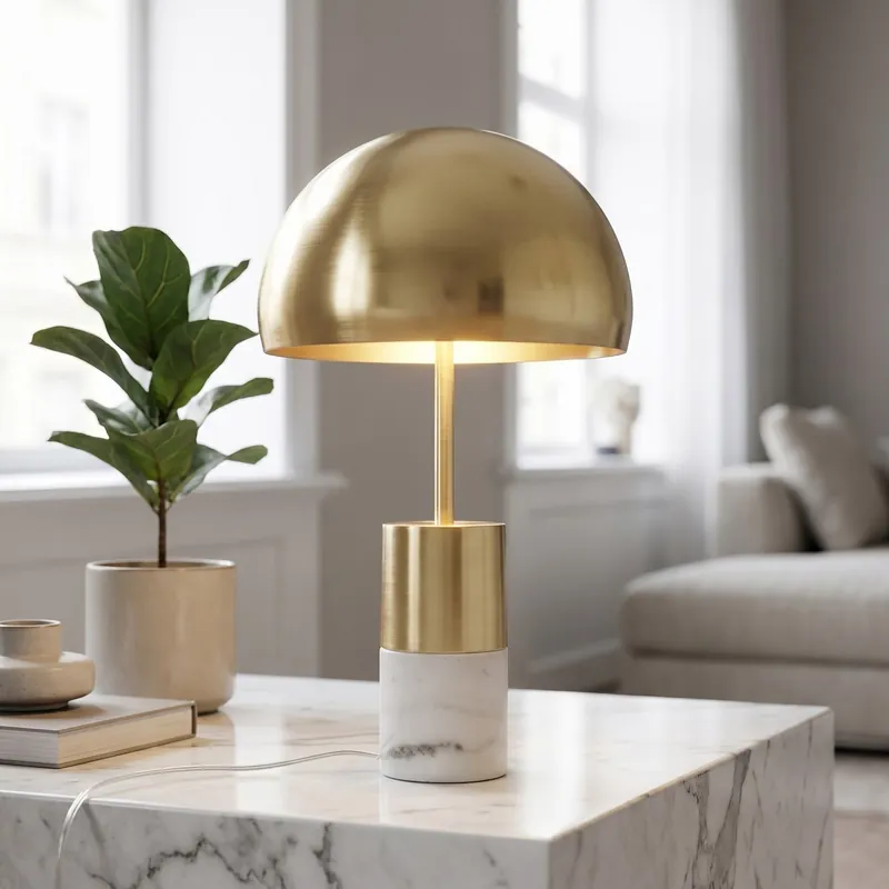 Promo Stagionale Lampada da comodino o salotto Disponibile in oro o nichel e marmo 2xE14