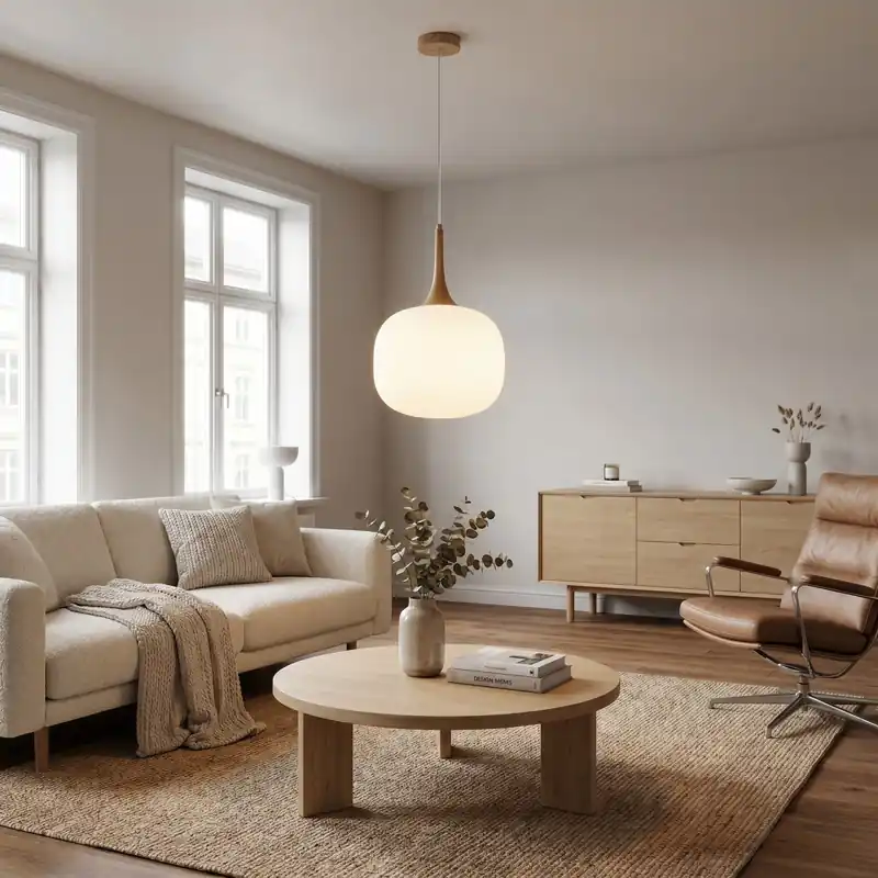Quantità Limitata Sospensione moderna Stile scandinavo Bianco e Legno o Grigio e Nero 1XE27