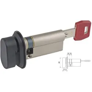 Cilindro AGB modello U-TECH PS ARIETE pomolo/chiave con sistema a cifratura speciale KA misura P10/10/50 pomolo argento per serramento in ottone nichelato opaco Offerta Limitata