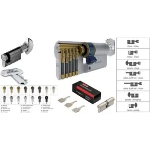 Scelto Dai Clienti Cilindro AGB modello 600 pomolo/mezzo misura P40/10/05 per portoncino in ottone nichelato opaco