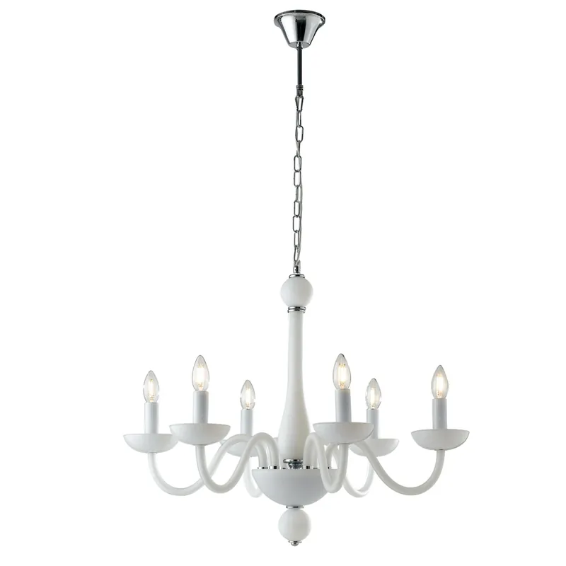 LAMPADARIO ALFIERE BIANCO/CROMO 6XE14 74X178CM Saldi