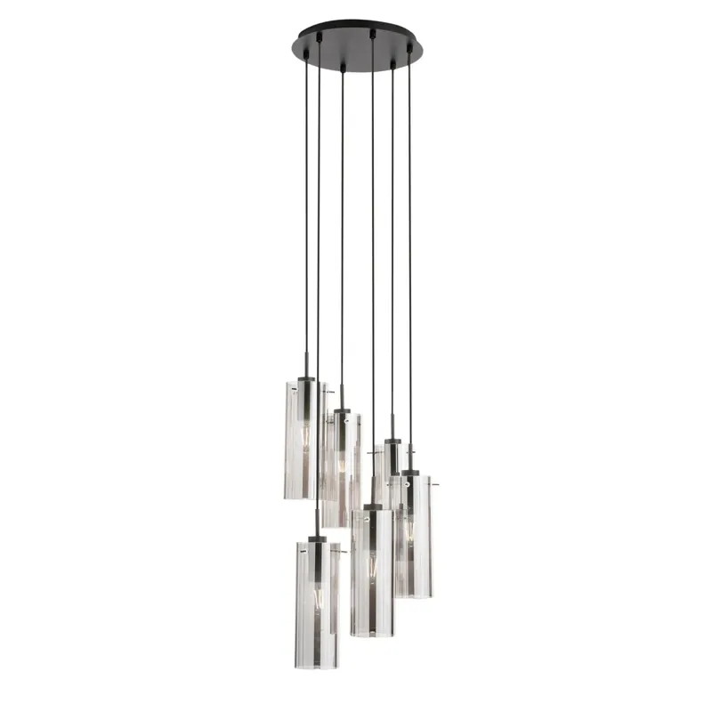 SOSPENSIONE MAGIC NERA/FUME‘ 6XE27 35X35X150CM Ultima Occasione
