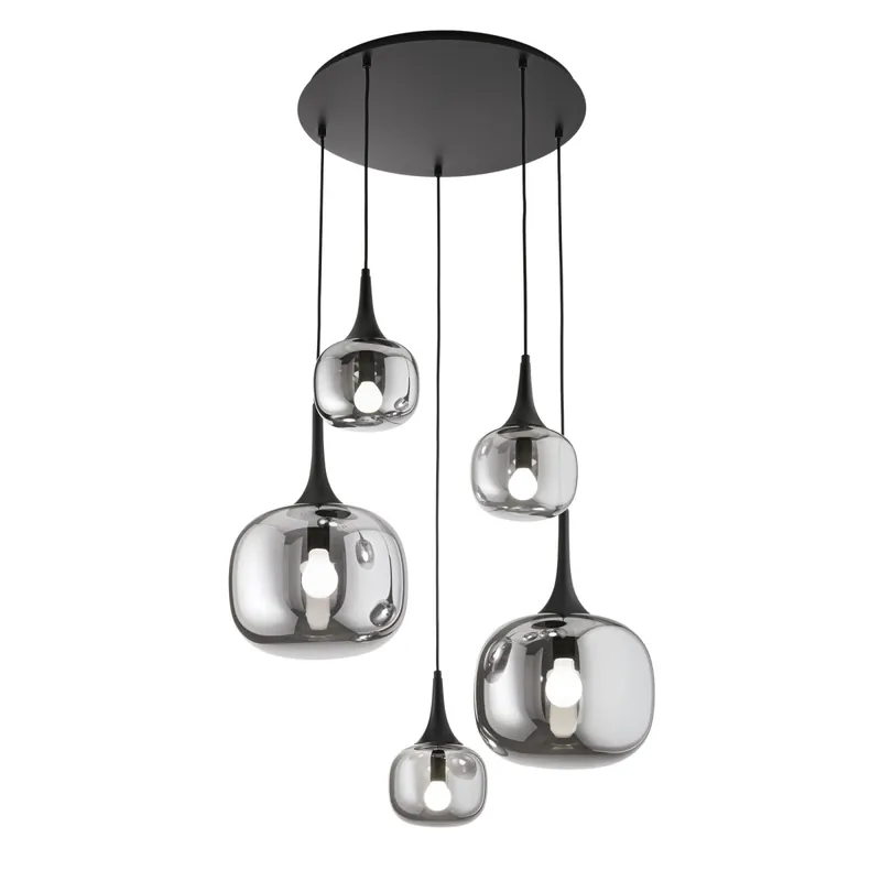 Prezzo Conveniente SOSPENSIONE JAIPUR FUME‘/NERA 2XE27+3XE14 70X70X200CM