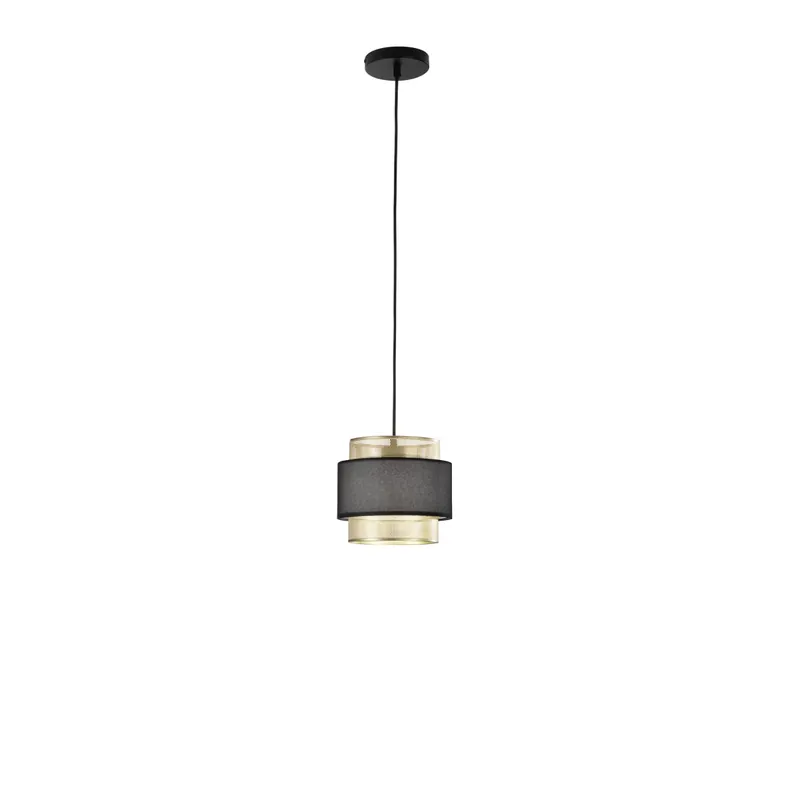 Prezzo Ridotto SOSPENSIONE LOUNGE SINGOLO PENDENTE ORO E NERO IN METALLO 1XE27 D21X200CM