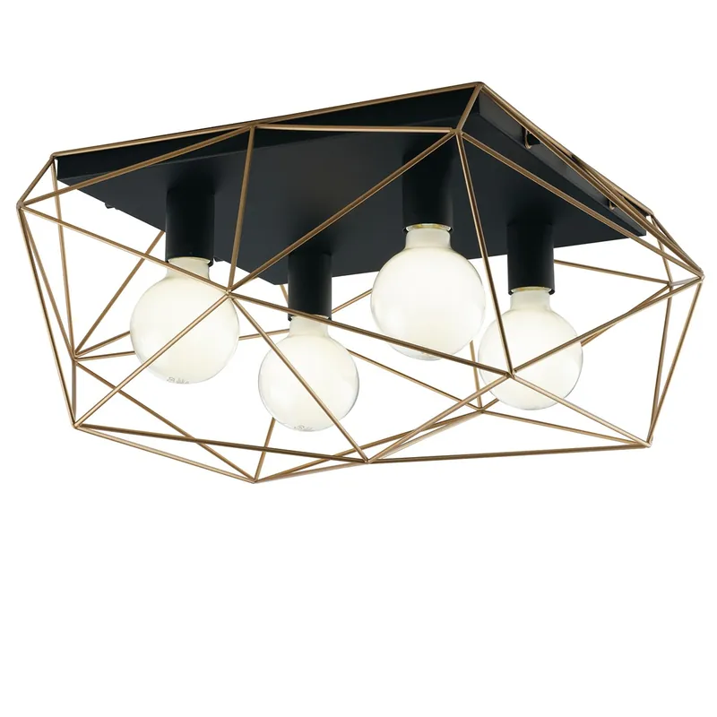 PLAFONIERA ABRAXAS NERA/ORO 4XE27 41,7X40X26,5CM Prezzo Basso