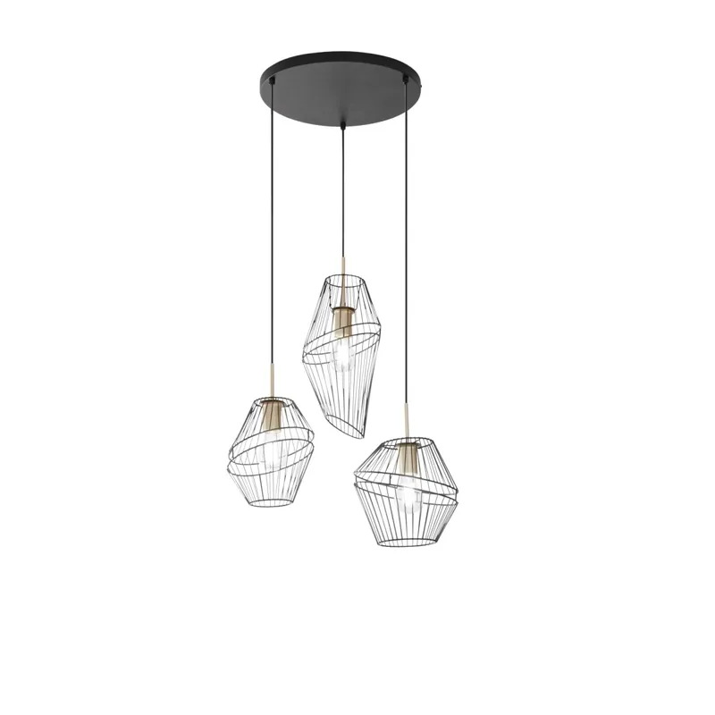 Direttamente Dal Produttore SOSPENSIONE KIKO NERA/ORO 3XE27 42X40X150CM