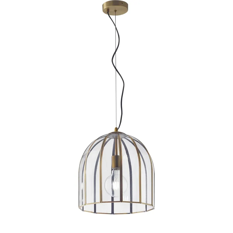 SOSPENSIONE CHESTER TRASPARENTE/OTTONE 1XE27 30X30X127CM Ordina Subito