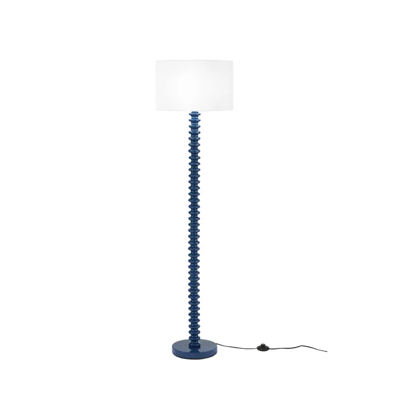 Popolare PIANTANA SULTAN BLU IN METALLO+VELLUTO 1XE27 15W, LAMP. Dia40XH20CM, STRTTURA 40X40X153CM